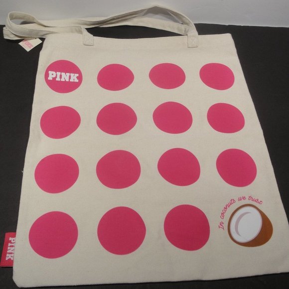 PINK Canvas Tote Bag--in Coconuts we trust--Super cute NWT - Picture 1 of 8